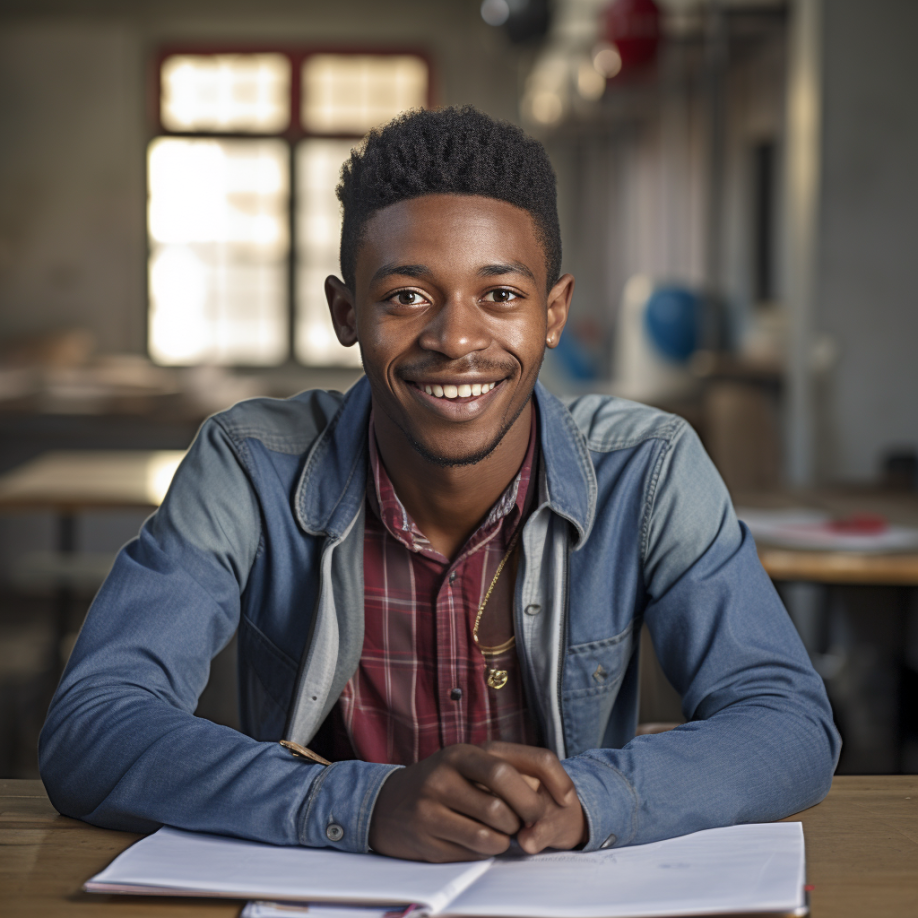 South African student posing for a photograph.